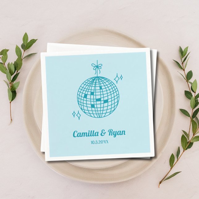Servilleta De Papel Retro Luz Azul Azul Verde azulado Disco Boda de la (Retro Light Blue Teal Disco Wedding Decor Napkins
)