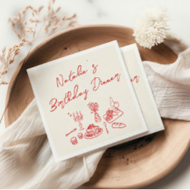 Servilleta De Papel Retro Mano Dibujó Diversión Cumpleaños Milstone Ce