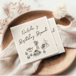 Servilleta De Papel Retro Mano Escrito Brunch Divertido Cumpleaños Bru