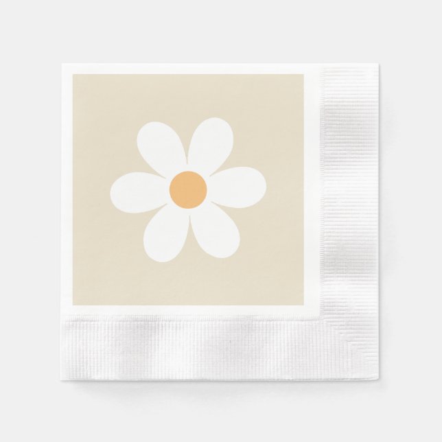 Servilleta De Papel Retro margarita bronceado boho (Anverso)