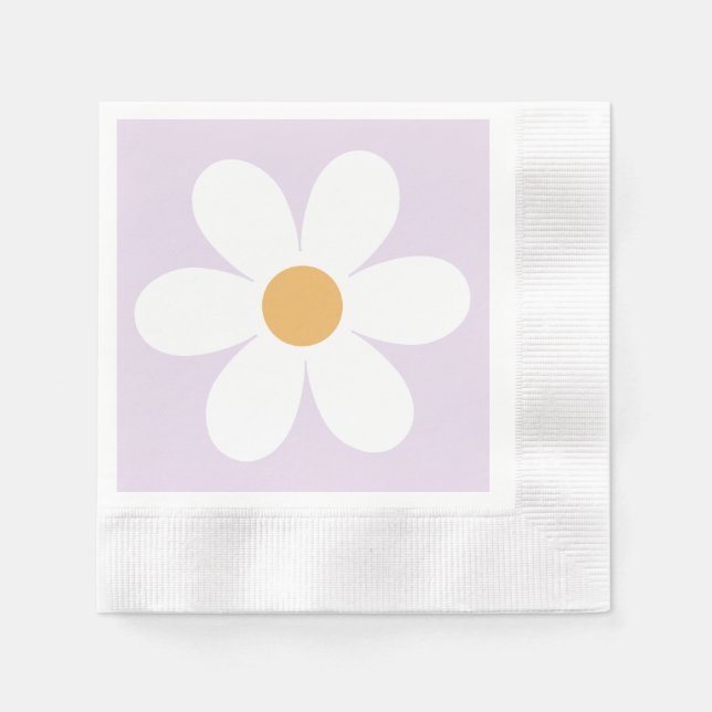 Servilleta De Papel Retro margarita lila boho (Anverso)