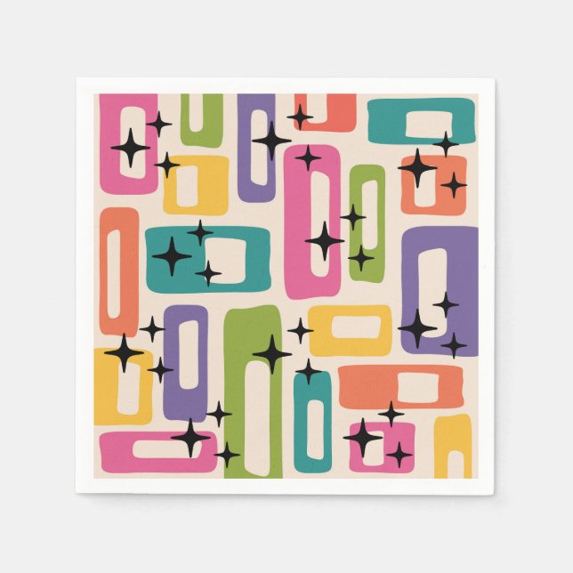 Servilleta De Papel Retro Mid Century Moderno (Anverso)