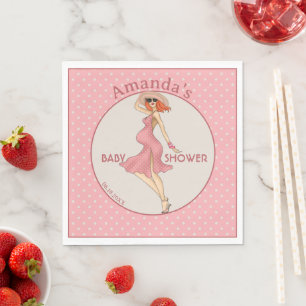Servilleta De Papel Retro Mom Redhead 2 Baby Shower Fiesta