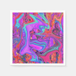 Servilleta De Papel Retro morado, azul y Naranja Resumen de arte líqui