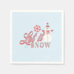 Servilleta De Papel Retro Muñeco de Nieve Deja que nieve Navidad