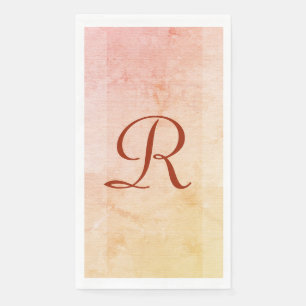 Servilleta De Papel Retro Naranja Rosa Amarillo Texturizado Monogramad