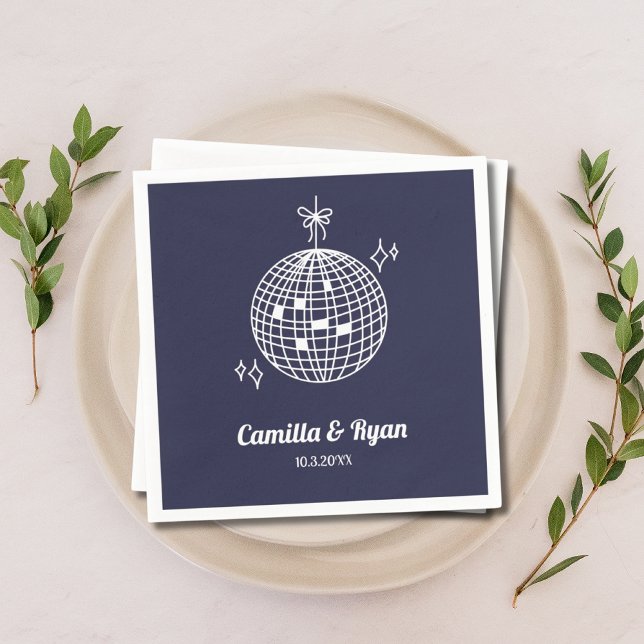 Servilleta De Papel Retro Navy Blue Disco Boda Decoración (Retro Navy Blue Disco Wedding Decor Napkins
)