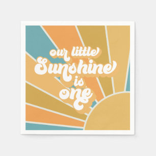 Servilleta De Papel Retro Nuestro Pequeño Sunshine Boy Primer Cumpleañ