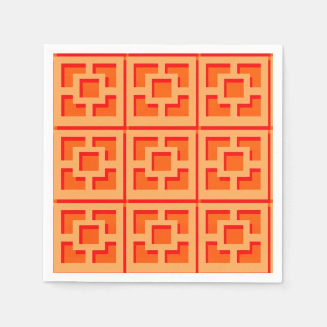 Servilleta De Papel Retro Orange Trellis Paper Napkin (Anverso)
