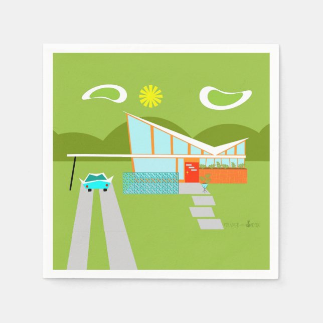 Servilleta De Papel Retro Palm Springs House Cocktail Napkins (Anverso)