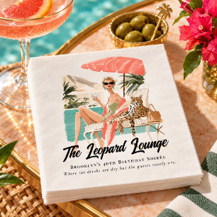 Servilleta De Papel Retro Palm Springs Leopard Lounge Acuarela