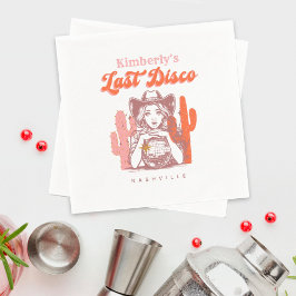 Servilleta De Papel Retro Pink Cowgirl Last Disco Bachelorette Party 