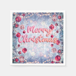 Servilleta De Papel Retro Pink Feliz Navidad Invierno Mágico