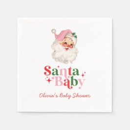 Servilleta De Papel Retro Pink Santa Baby christmas baby shower