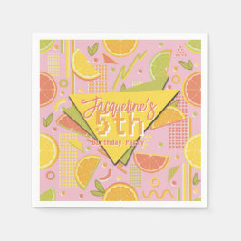 Servilleta De Papel Retro Pink Summer Citrus Fruit Birthday