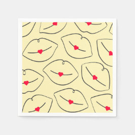 Servilleta De Papel Retro Pop Art Lips & Heart Sunshine Yellow