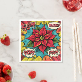 Servilleta De Papel Retro Pop Art Poinsettia Comic Decoupage