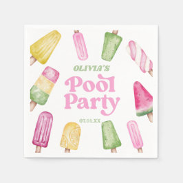 Servilleta De Papel Retro Popsicle Birthday Pool Fiesta