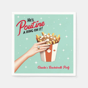 Servilleta De Papel ¡Retro Poutine un anillo! Montreal Bachelorette