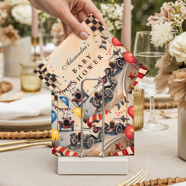 Servilleta De Papel Retro Race Car Baby Shower (Subido por el creador)