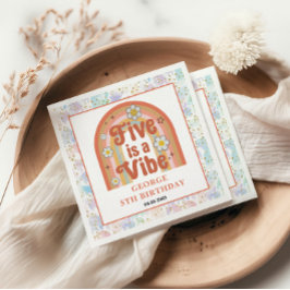 Servilleta De Papel Retro Rainbow FIVE es una Vibra Genial Cumpleaños
