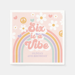Servilleta De Papel Retro Rainbow Six es una Vibra Cumpleaños 6