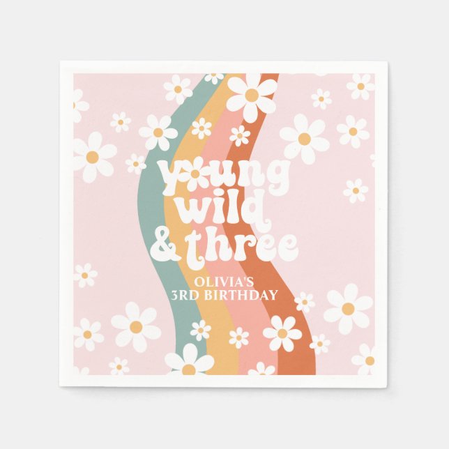 Servilleta De Papel Retro Rainbow Young Wild Three Daisy (Anverso)