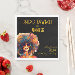Servilleta De Papel Retro Rewind 50 Birthday Shindig Fiesta