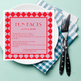 Servilleta De Papel Retro Rojo Audaz Negrita Hechos Divertidos Boda