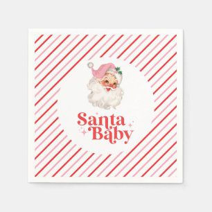 Servilleta De Papel Retro Rosa Santa Bebé shower de bebé de Navidad