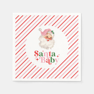 Servilleta De Papel Retro Rosa Santa Bebé shower de bebé de Navidad