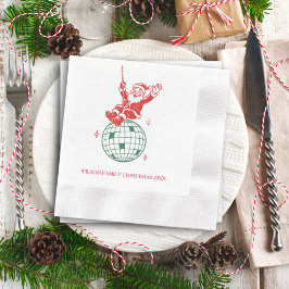 Servilleta De Papel Retro Santa Disco Ball Christmas Party