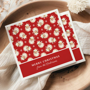 Servilleta De Papel Retro Santa Rojo Personalizado Nombre Navidad