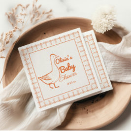 Servilleta De Papel Retro Silly Goose Mano dibujada Baby Shower digita