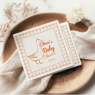 Servilleta De Papel Retro Silly Goose Mano dibujada Baby Shower digita