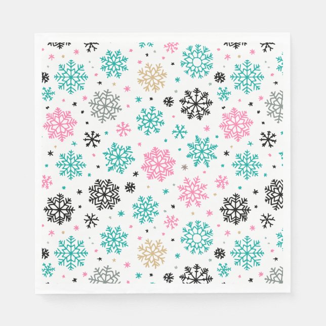 Servilleta De Papel Retro Snowflakes (Anverso)