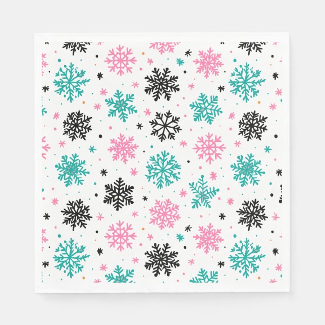 Servilleta De Papel Retro Snowflakes (Anverso)