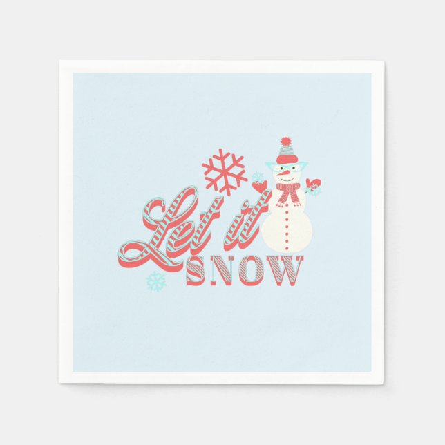 Servilleta De Papel Retro Snowman deja que nieve Navidades (Anverso)