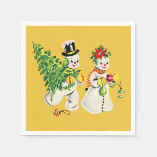 Servilleta De Papel Retro Snowmen