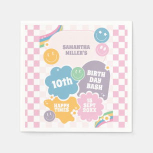 Servilleta De Papel Retro Sonrisas Pastel Groovy Cumpleaños
