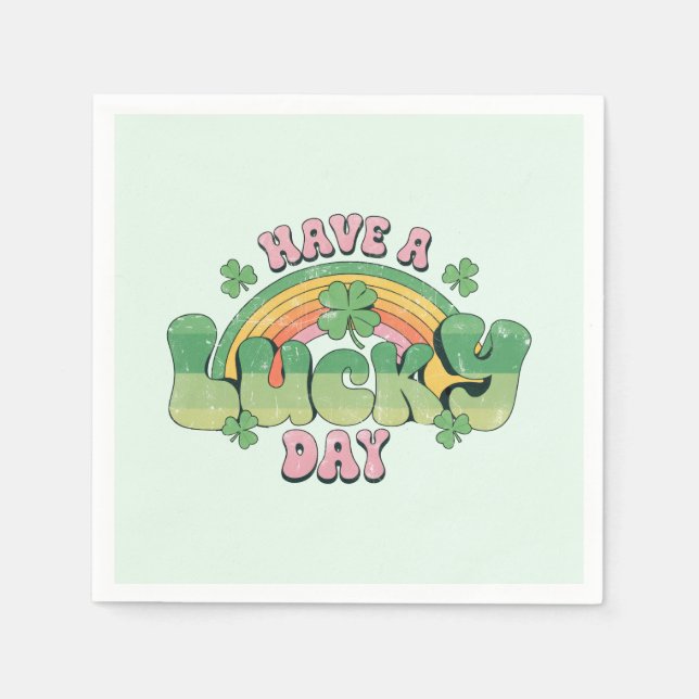 Servilleta De Papel Retro St. Patrick's Day, que tiene suerte (Anverso)