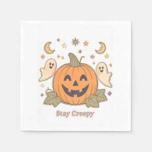 Servilleta De Papel Retro Stay Creepy Pumpkin & Cute Ghosts Halloween
