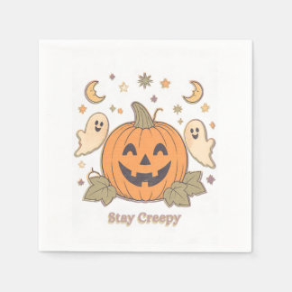 Servilleta De Papel Retro Stay Creepy Pumpkin & Cute Ghosts Halloween