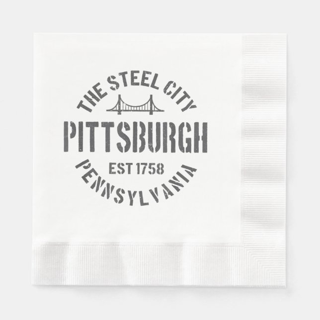 Servilleta De Papel Retro Steel City Pittsburgh Pennsylvania Yinz vint (Anverso)