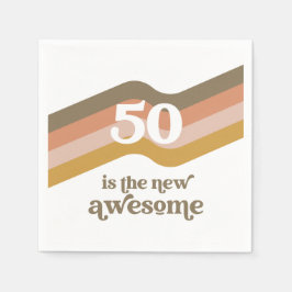 Servilleta De Papel Retro Stripes 50th Birthday Party Napkins