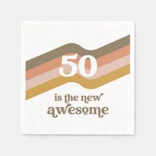Servilleta De Papel Retro Stripes 50th Birthday Party Napkins