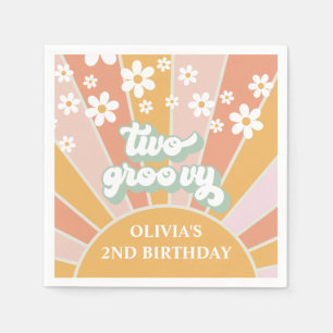 Servilleta De Papel Retro Sunshine Dos Cumpleaños Groovy Daisy