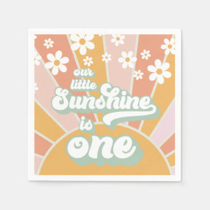 Servilleta De Papel Retro Sunshine margarita boho floral primer cumple