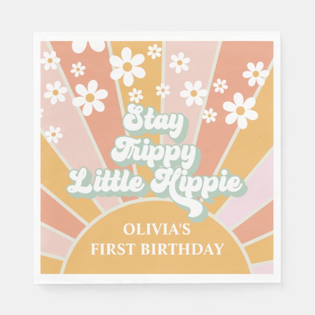 Servilleta De Papel Retro Sunshine Stay Trippy Little Hippie floral (Anverso)
