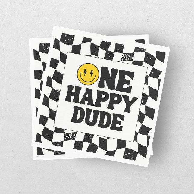 Servilleta De Papel Retro Uno Chico Feliz Cara Sonriente Cumpleaños Nú (Subido por el creador)